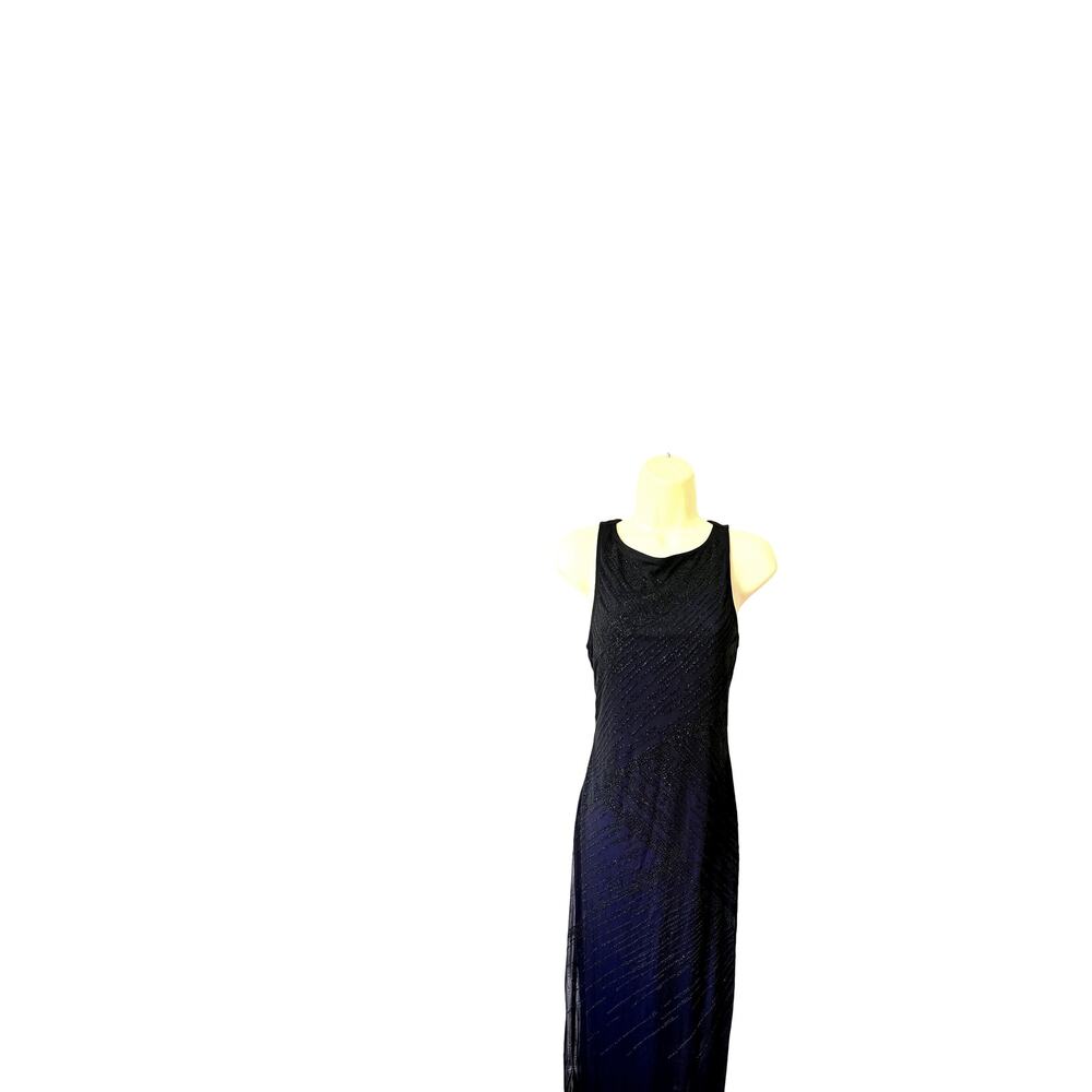 Roberta Vintage 90s Blue and Black Beaded Gown